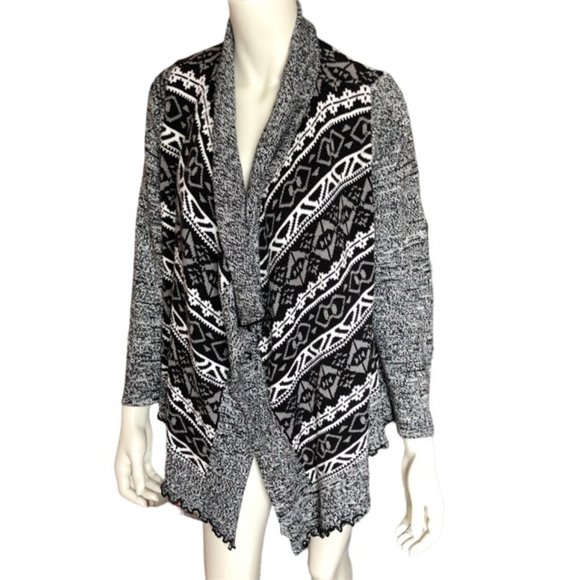 Style & Co Women's black white gray long sleeve cardigan sweater Size M - Picture 1 of 11